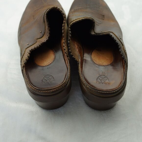 Ariat Brown Leather Western Slip-On Clogs‎ Size 10B Style 94225 - Picture 4 of 11